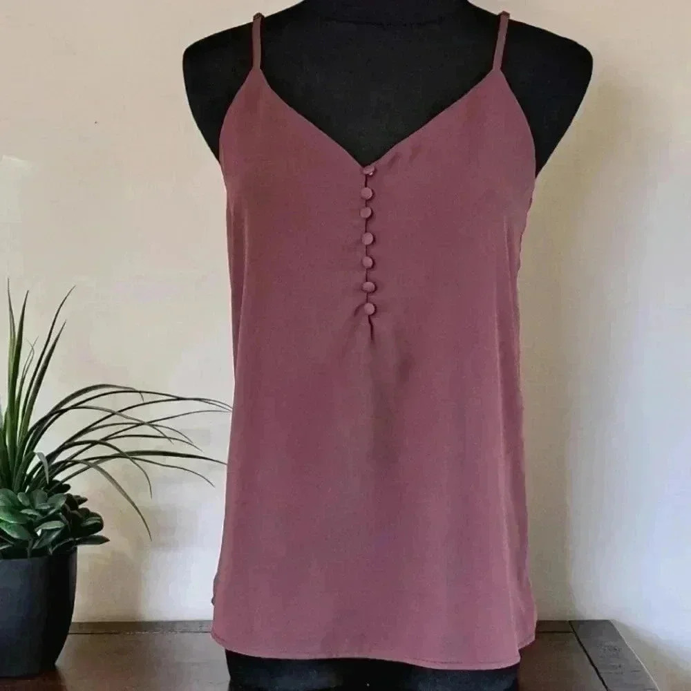 ❤️ Women's Cami Tank Top Size XS  Burgandy Spaghetti Strap Adjustable